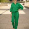 Collectivo - Scarlett Taperred Pants - Green Schiffli