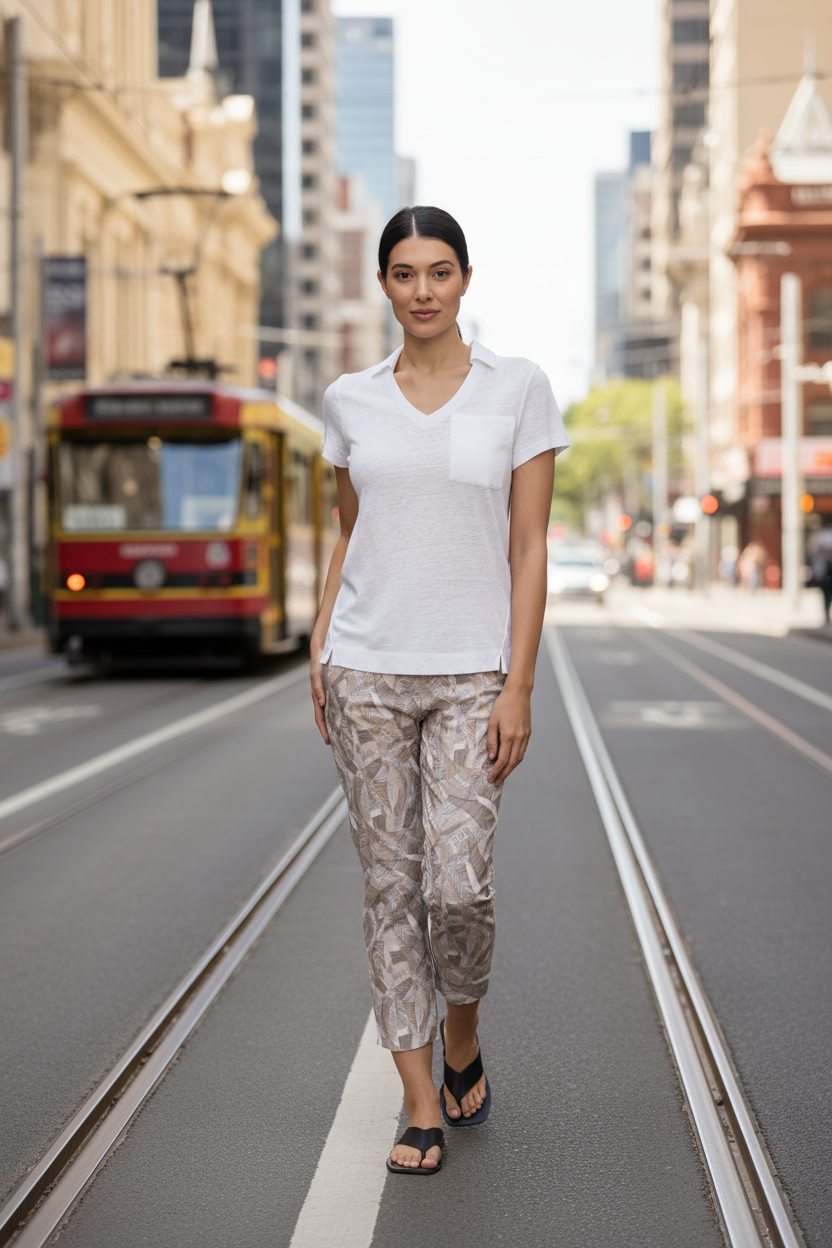 Foil - Fuss Free Capri Printed Pant - Canopy