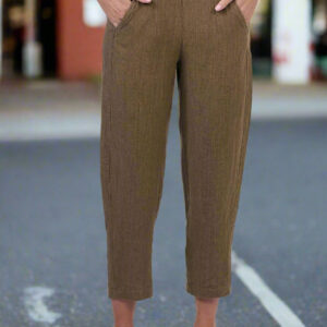 Naturals by O&J Linen Cropped Trousers Tobacco