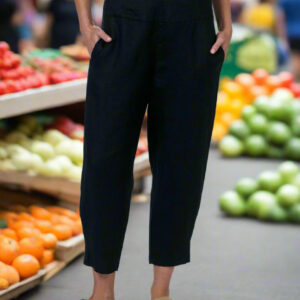 Naturals by O&J Linen Stretch Pants Black