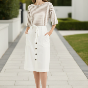 Yarra Trail - Banda Tee - Ecru/ Mocha