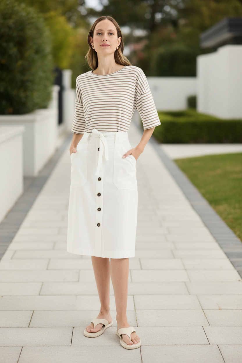 Yarra Trail - Banda Tee - Ecru/ Mocha