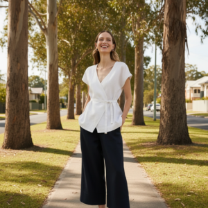 Yarra Trail - Tirari Wrap Top - White