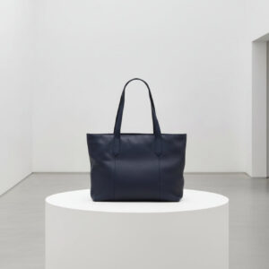 Genine Leather Tote - Navy
