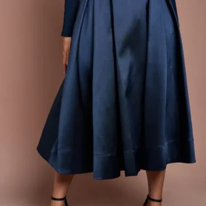 Alternative view of Midi Rock aus Twill mit vollem Volumen, A-Linie und hoher Taille