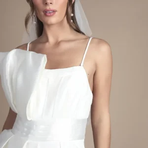 Alternative view of Braut-Jumpsuit schulterfrei mit Schleifen-Detail und weitem Bein